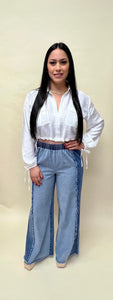 Doble tone wide leg jean