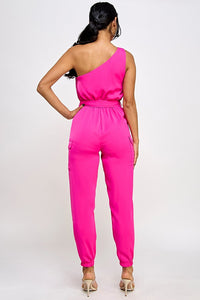 One Shoulder cargo jumpsuit