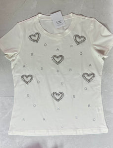 Rhinestones hearts t-shirt