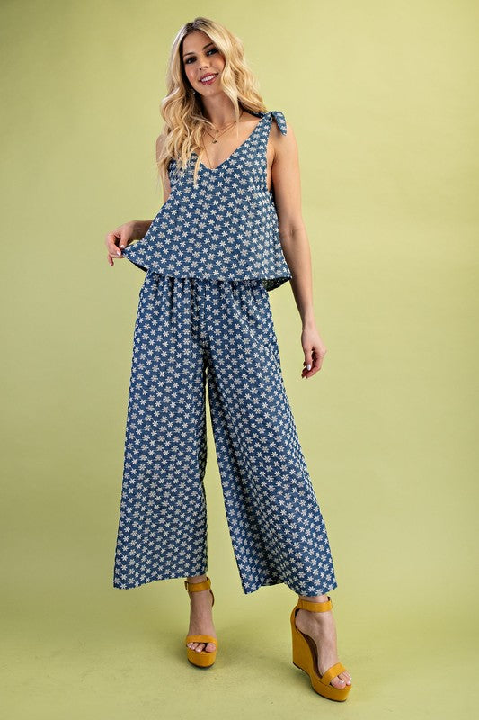 Embroidered denim Jumpsuit