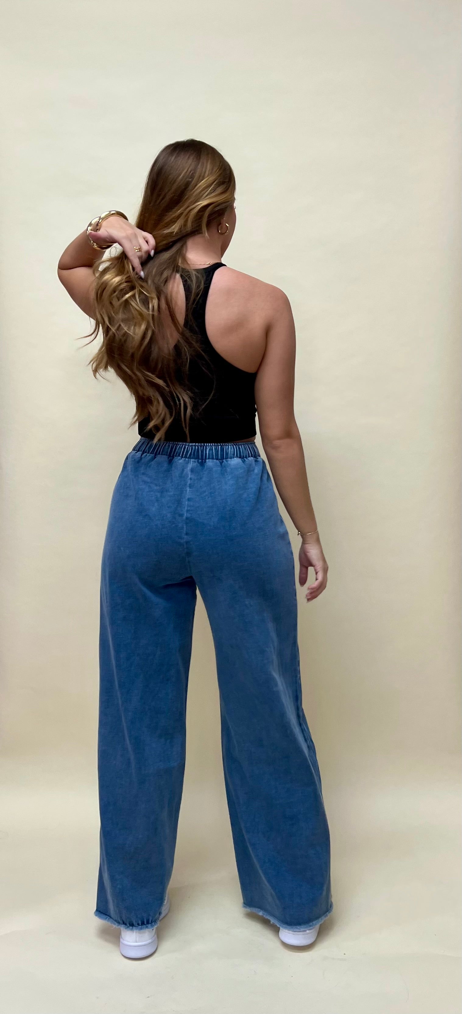 Doble tone wide leg jean