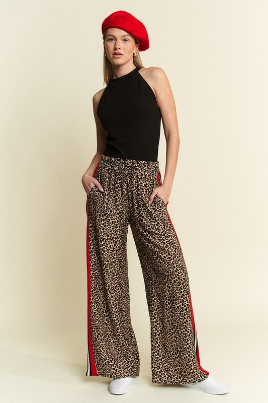 Striped Leopard palazzo pants