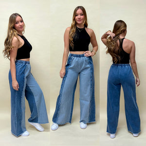 Doble tone wide leg jean