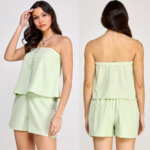 Strapless Stripe lace set
