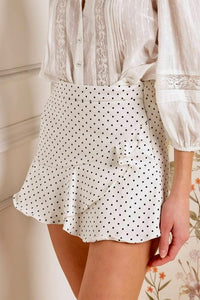Polka Dots ruffles denim skort