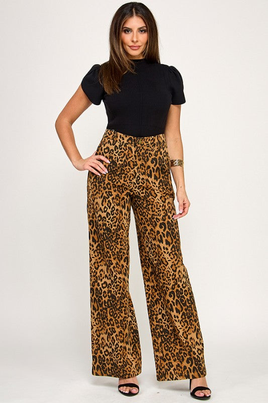 Leopard denim jeans