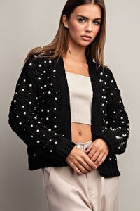 Embellished crochet cardigan