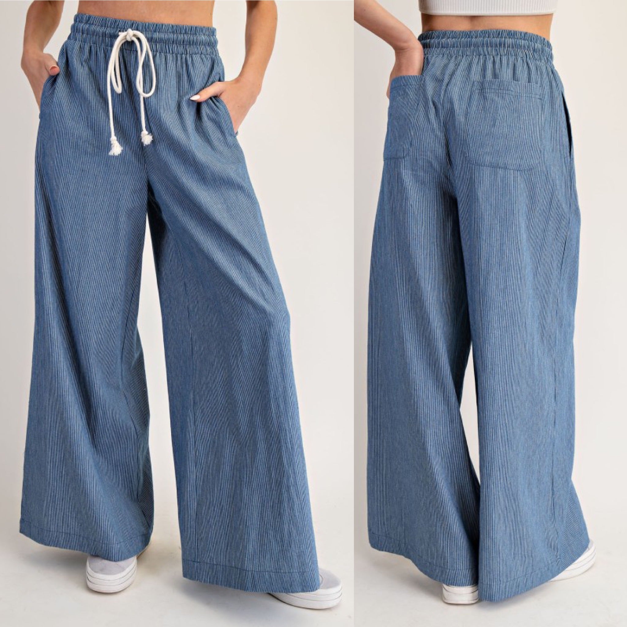 Stripes denim palazzo jeans
