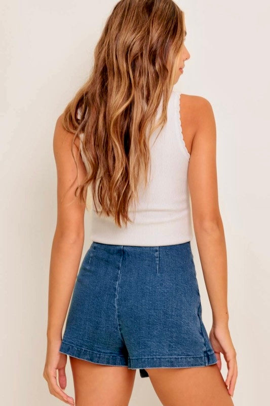 Buckles denim skort