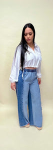 Doble tone wide leg jean