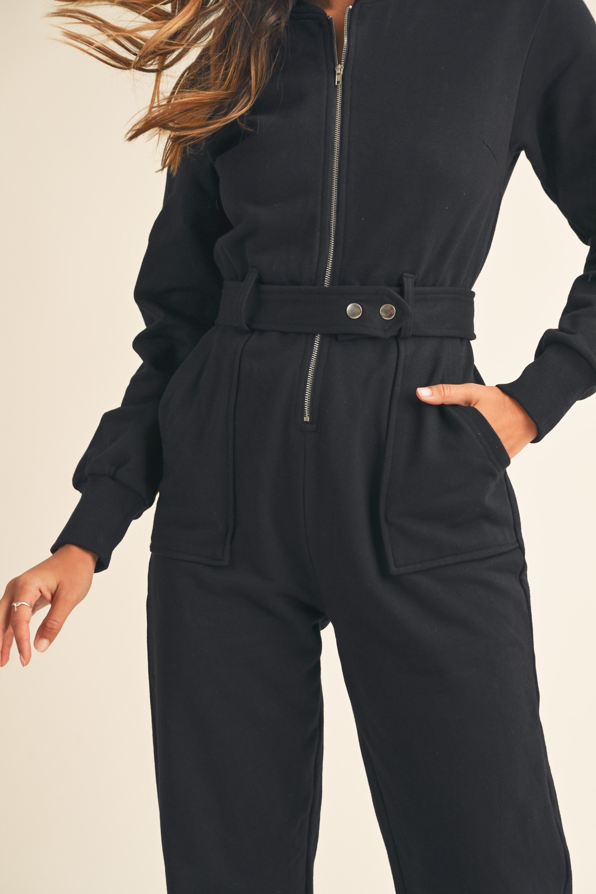 Front zipper jumpsuit