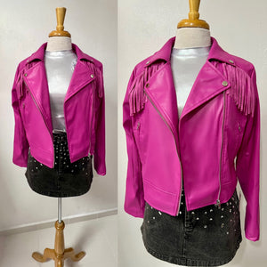 Fringes faux leather jacket