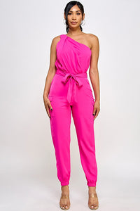 One Shoulder cargo jumpsuit