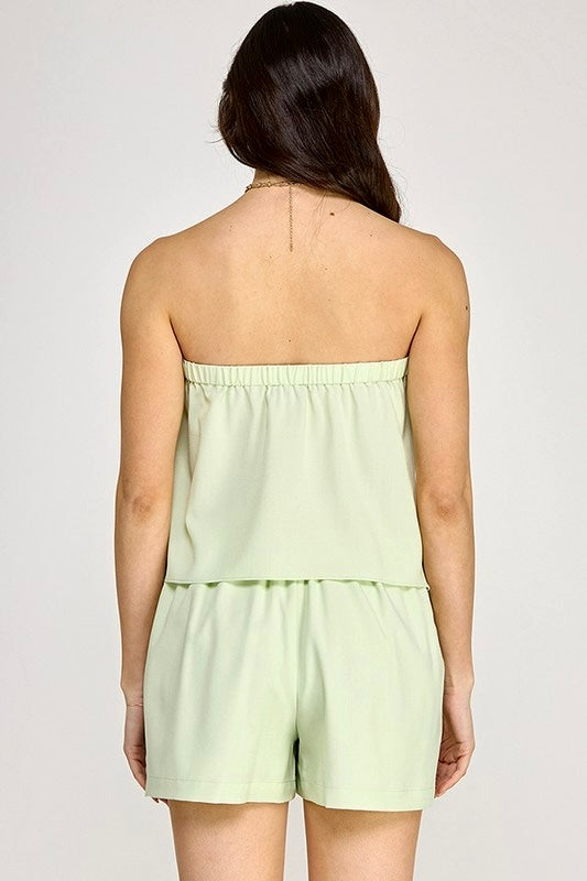 Strapless Stripe lace set