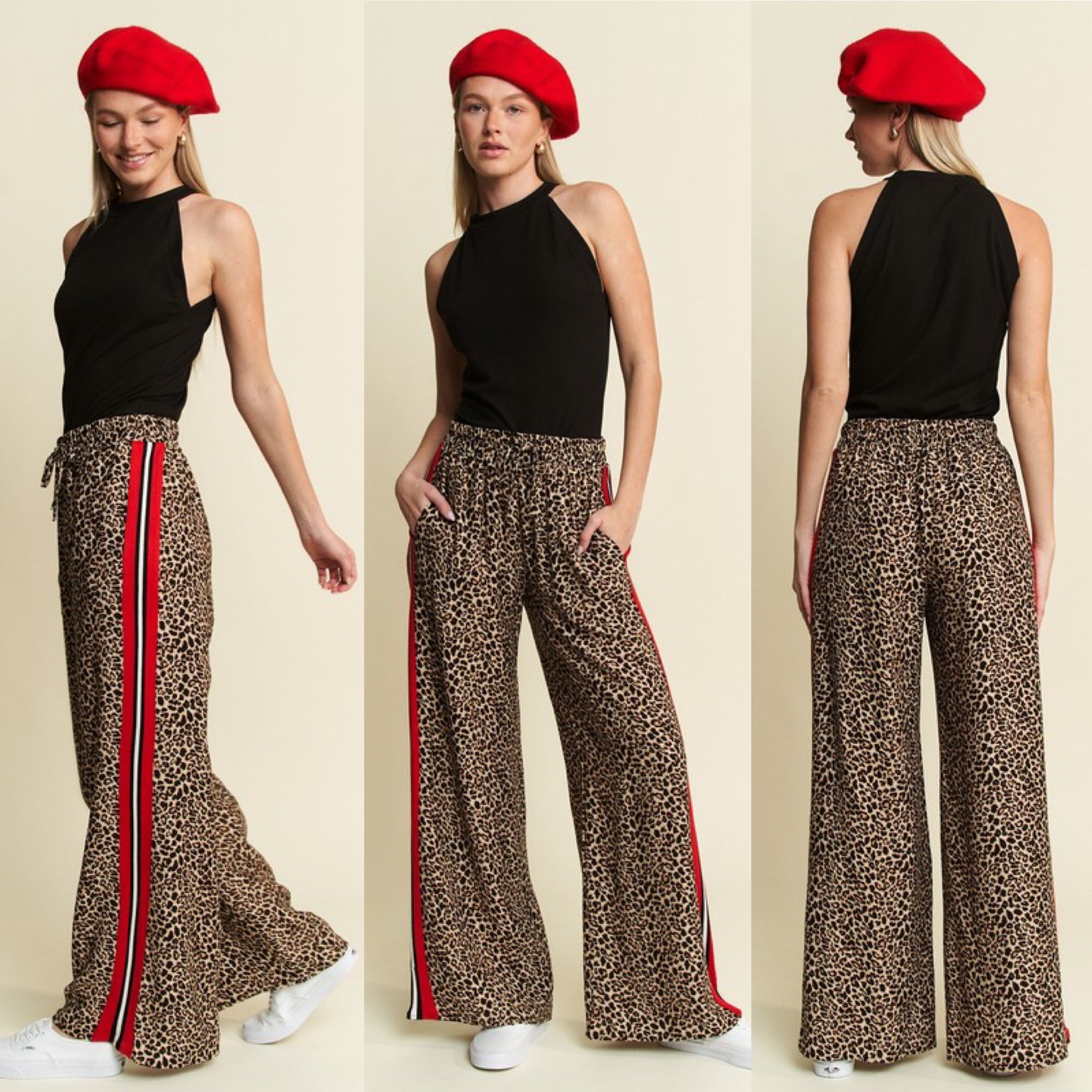Striped Leopard palazzo pants