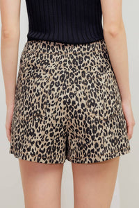 Leopard printed denim skort