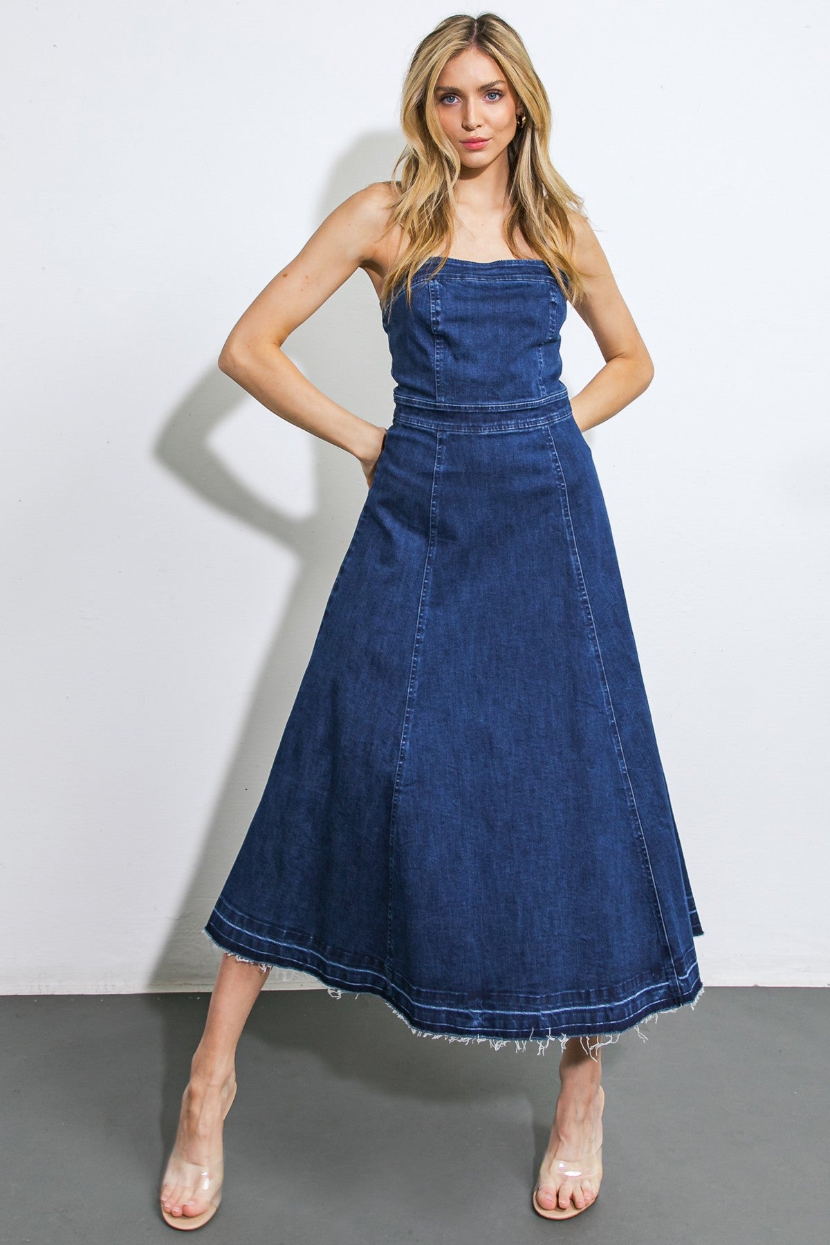 Strapless denim dress