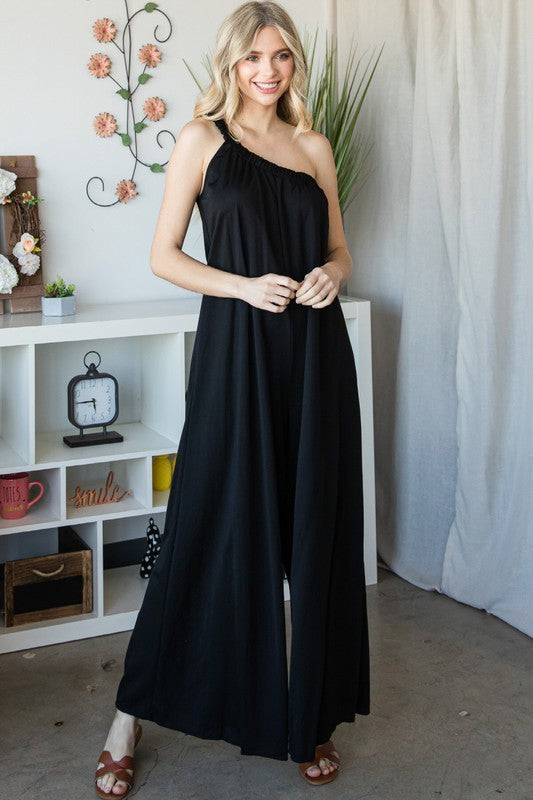 One Shoulder wide legs jumpsuit