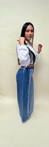 Doble tone wide leg jean