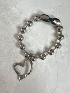 Stainless twisted heart balls bracelet