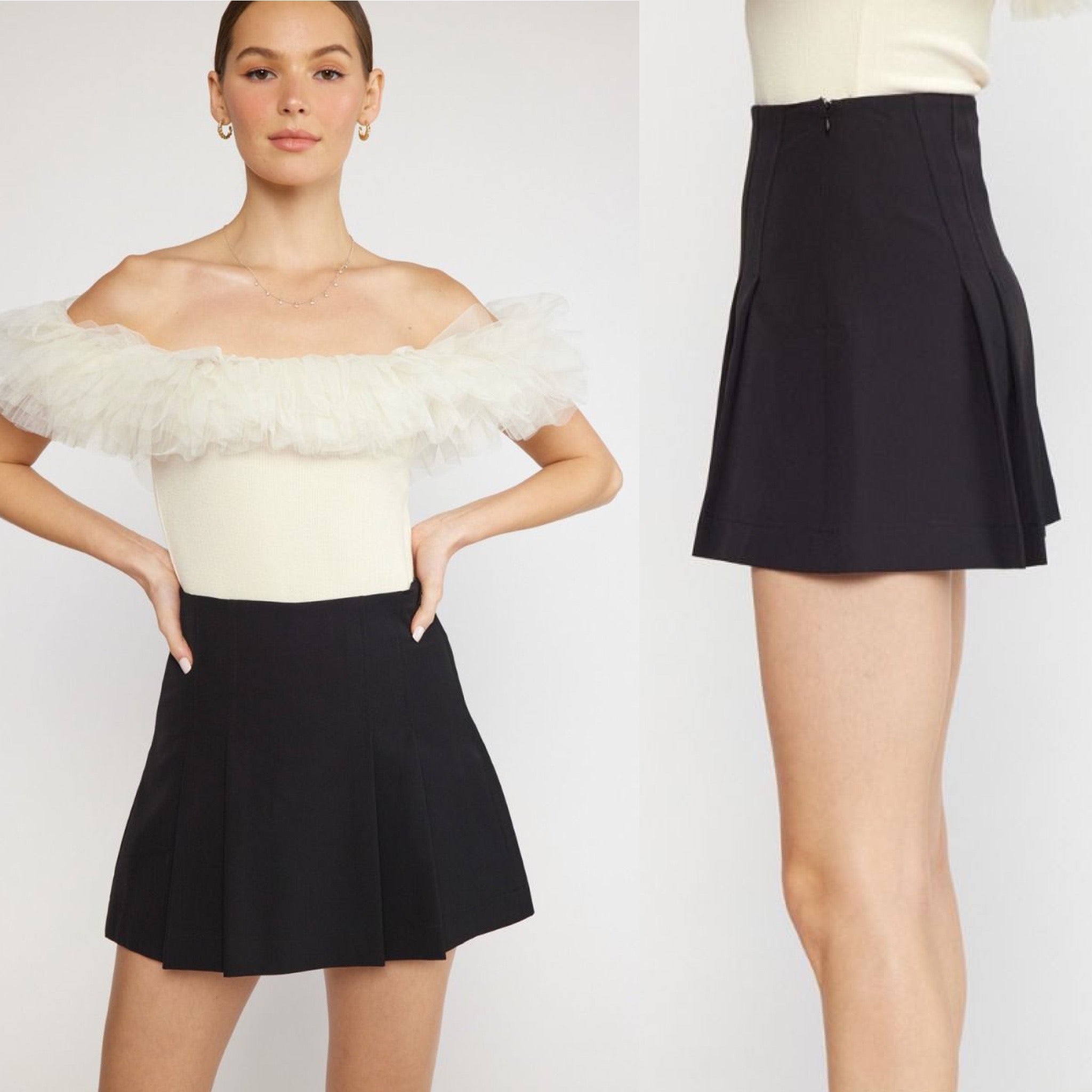 Pleated skirt/skort