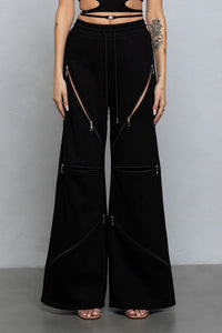 Zippers palazzo sweat pants