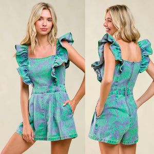 Ruffles denim romper