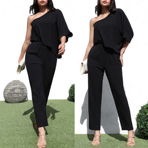 One shoulder relaxed jumpsuit