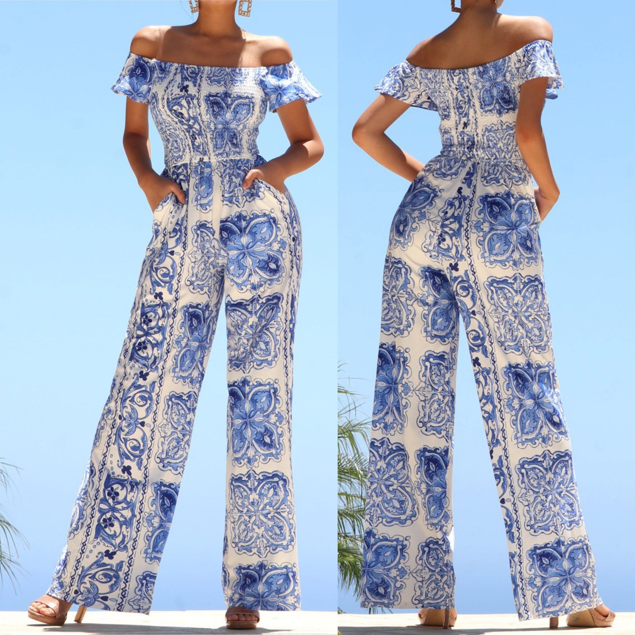 Printed stretch jumpsuit