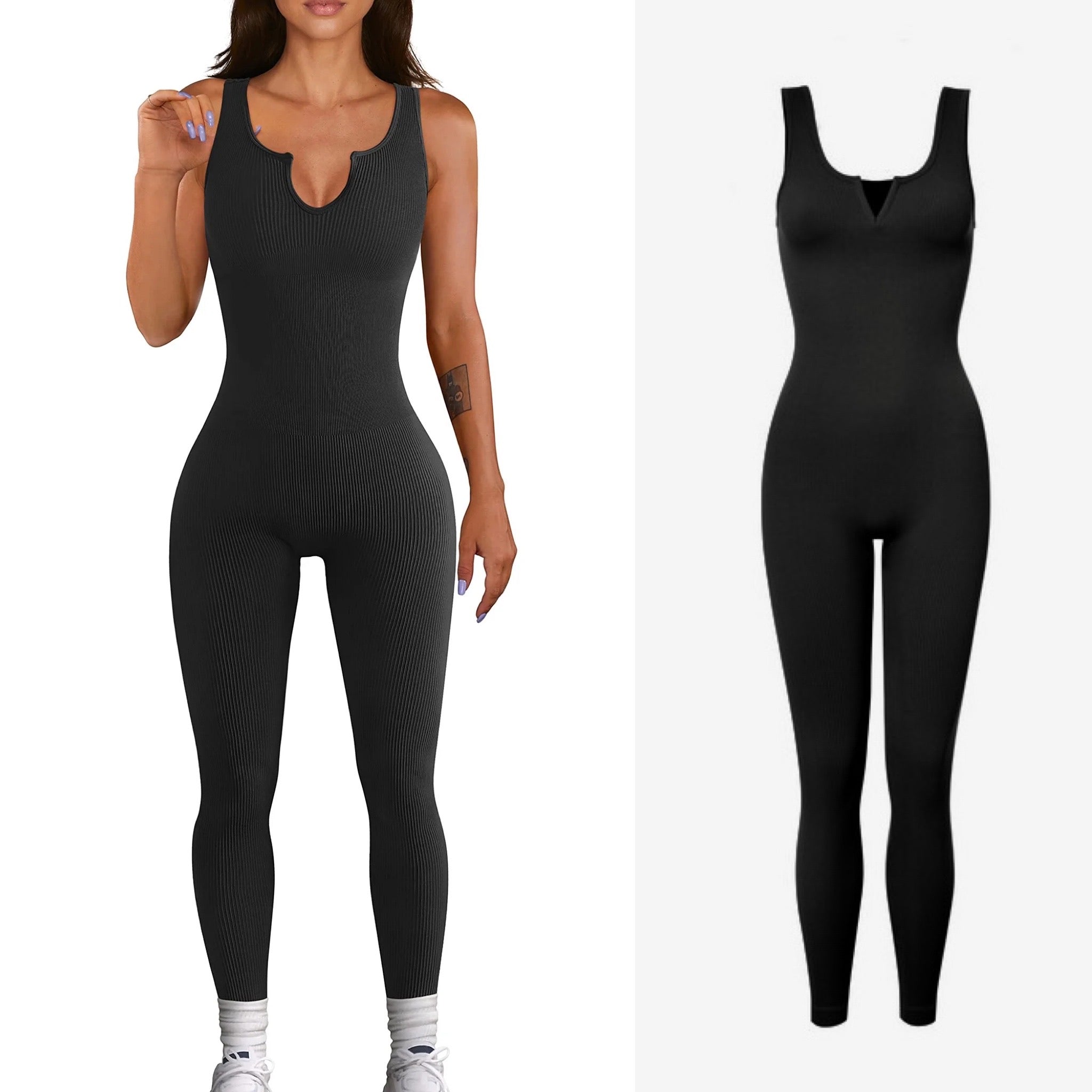 V neck basic jumpsuit