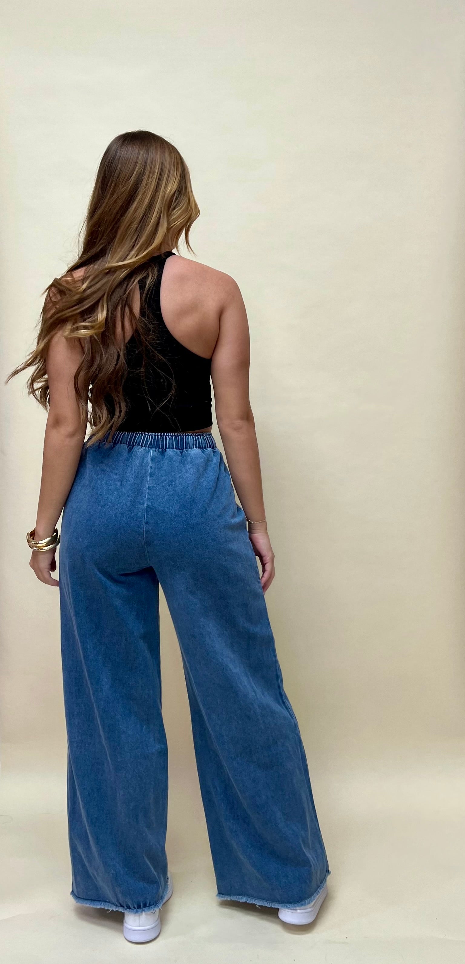 Doble tone wide leg jean