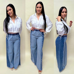 Doble tone wide leg jean