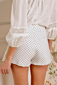 Polka Dots ruffles denim skort