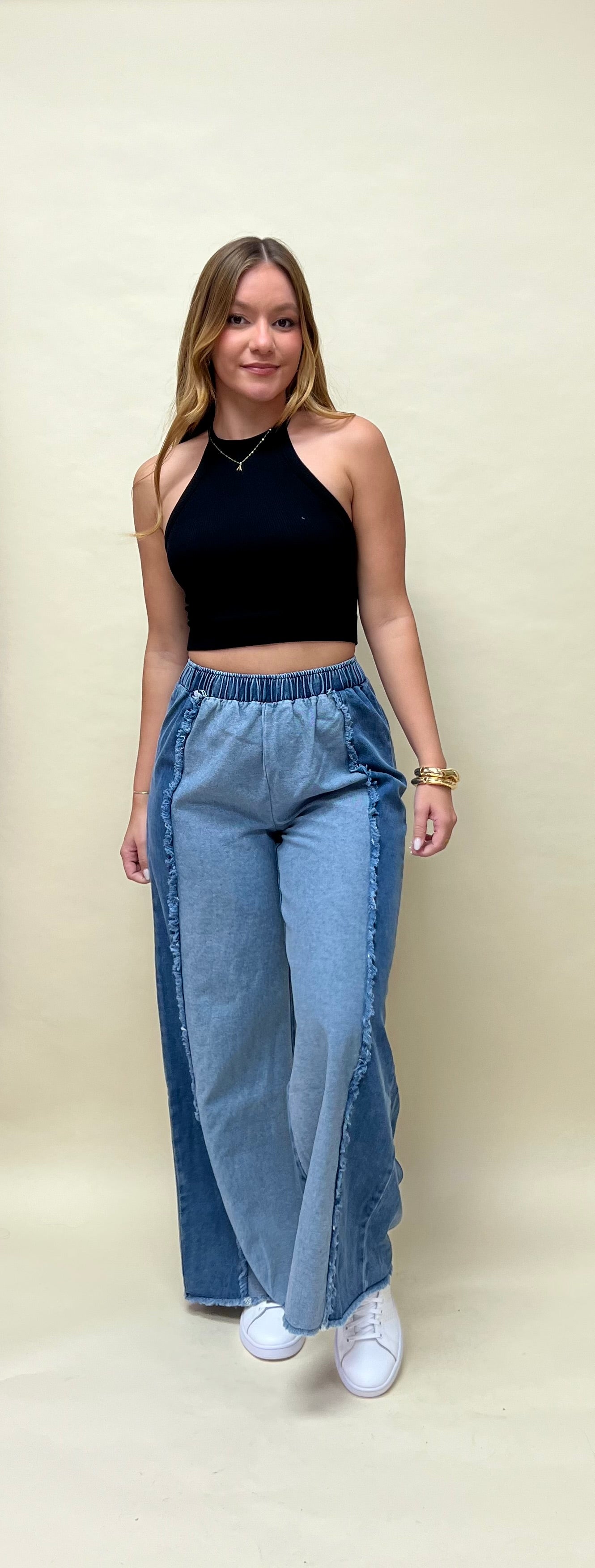 Doble tone wide leg jean