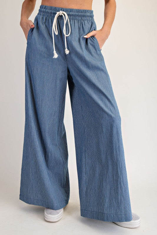 Stripes denim palazzo jeans