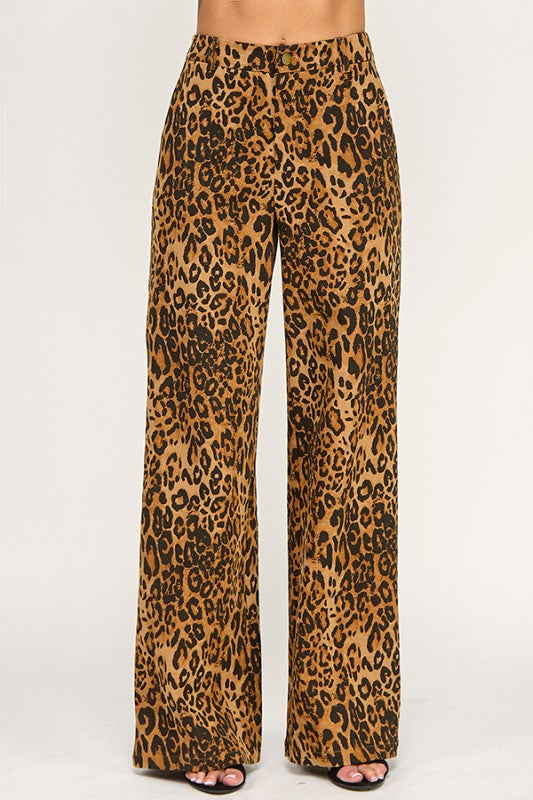 Leopard denim jeans