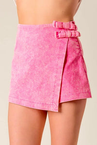 Bows acid washed denim skort