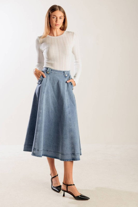 Marie’s midi denim skirt