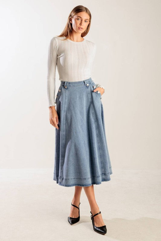 Marie’s midi denim skirt