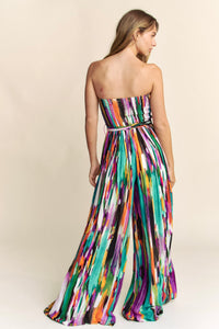 Abstract colorful strapless jumpsuit