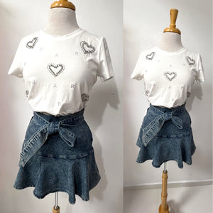 Acid ruffled denim skort