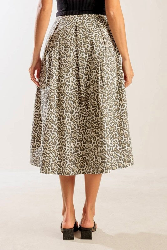 Ina’s Leopard MIDI denim skirt