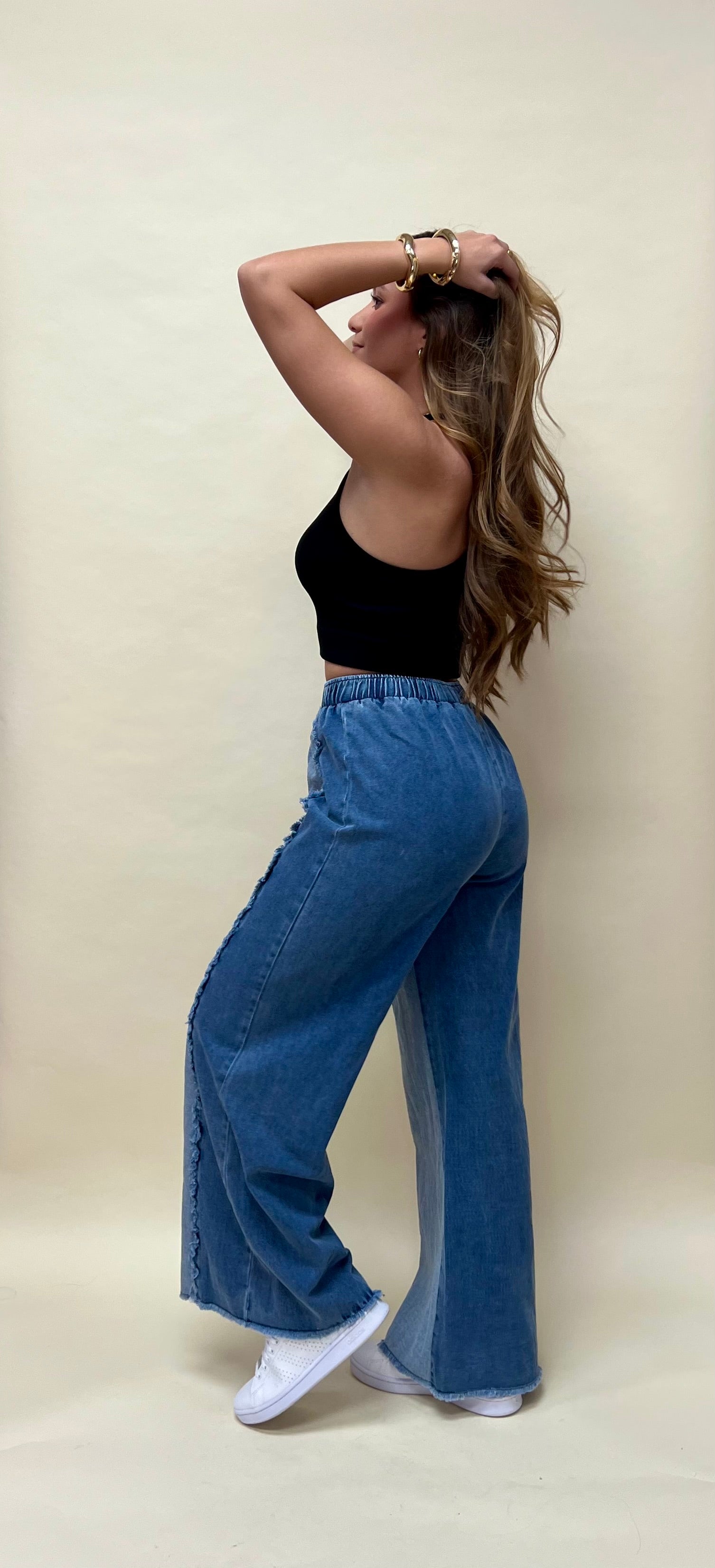 Doble tone wide leg jean