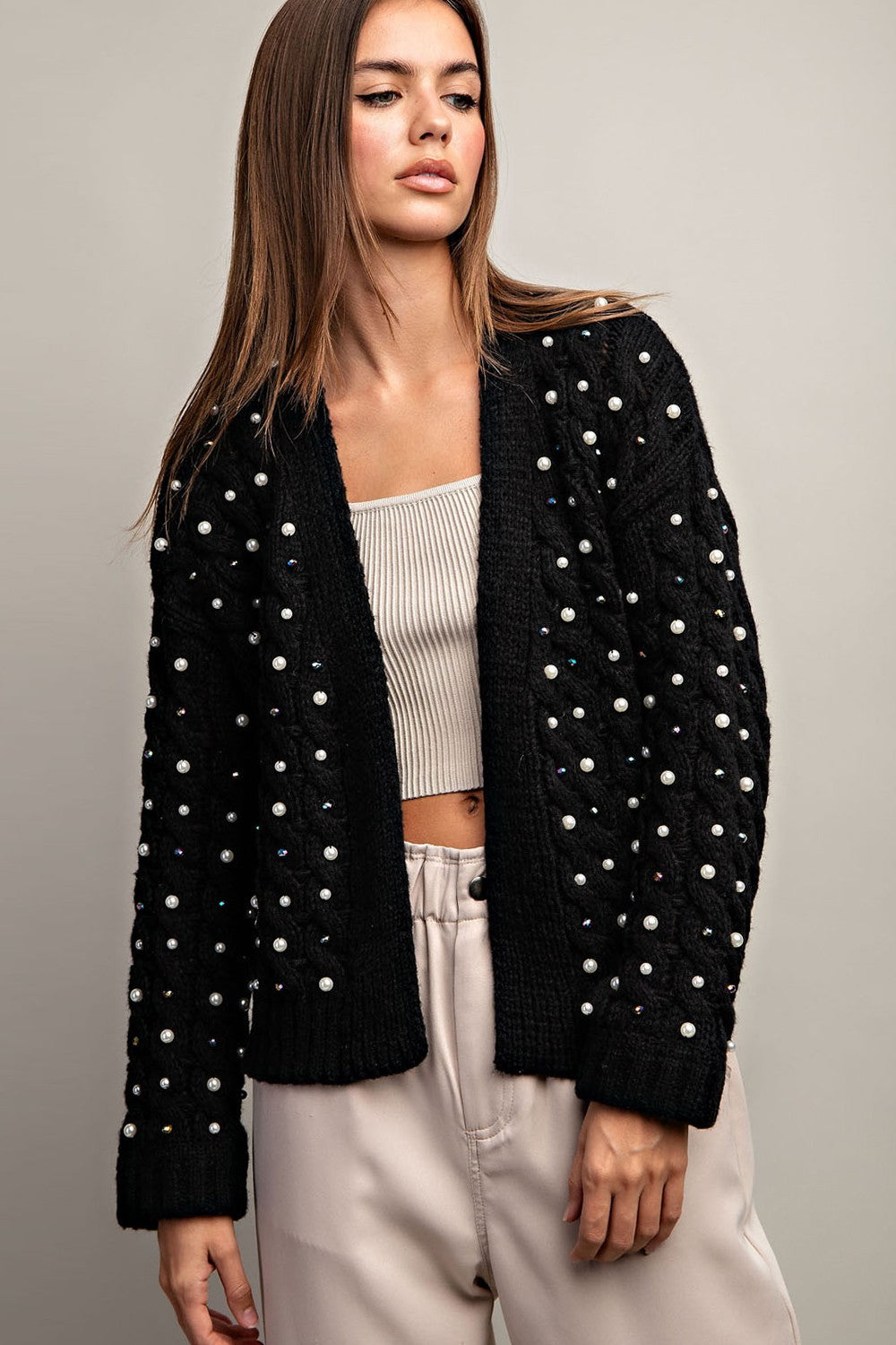 Embellished crochet cardigan