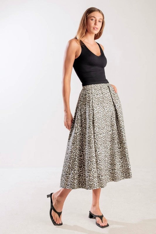 Ina’s Leopard MIDI denim skirt