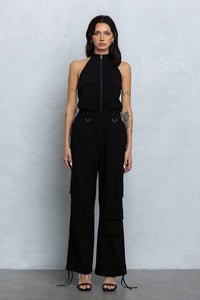 Halter cargo jumpsuit