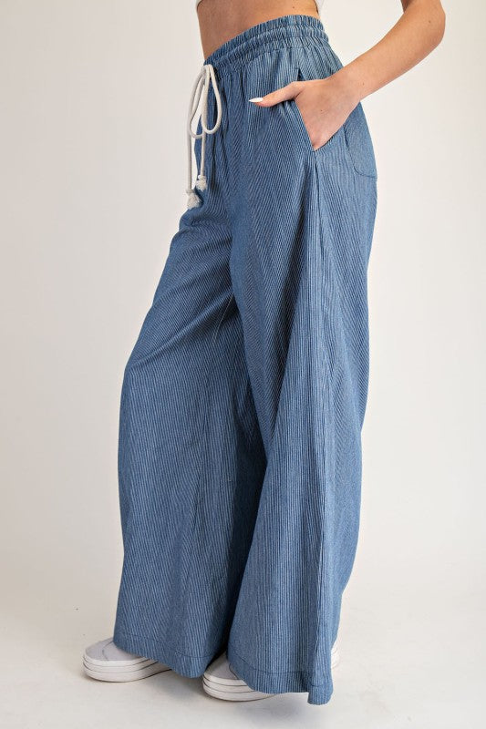 Stripes denim palazzo jeans