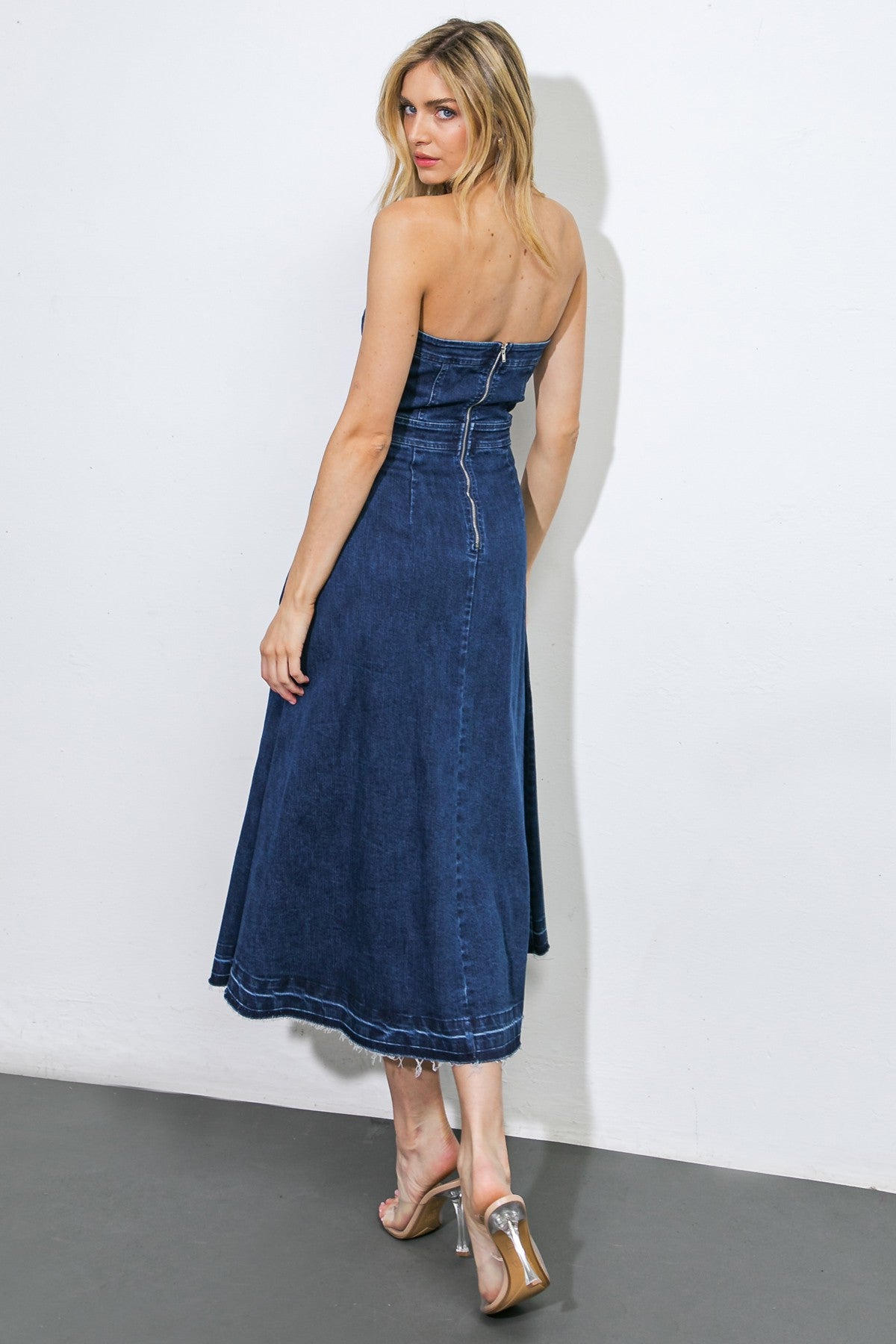 Strapless denim dress