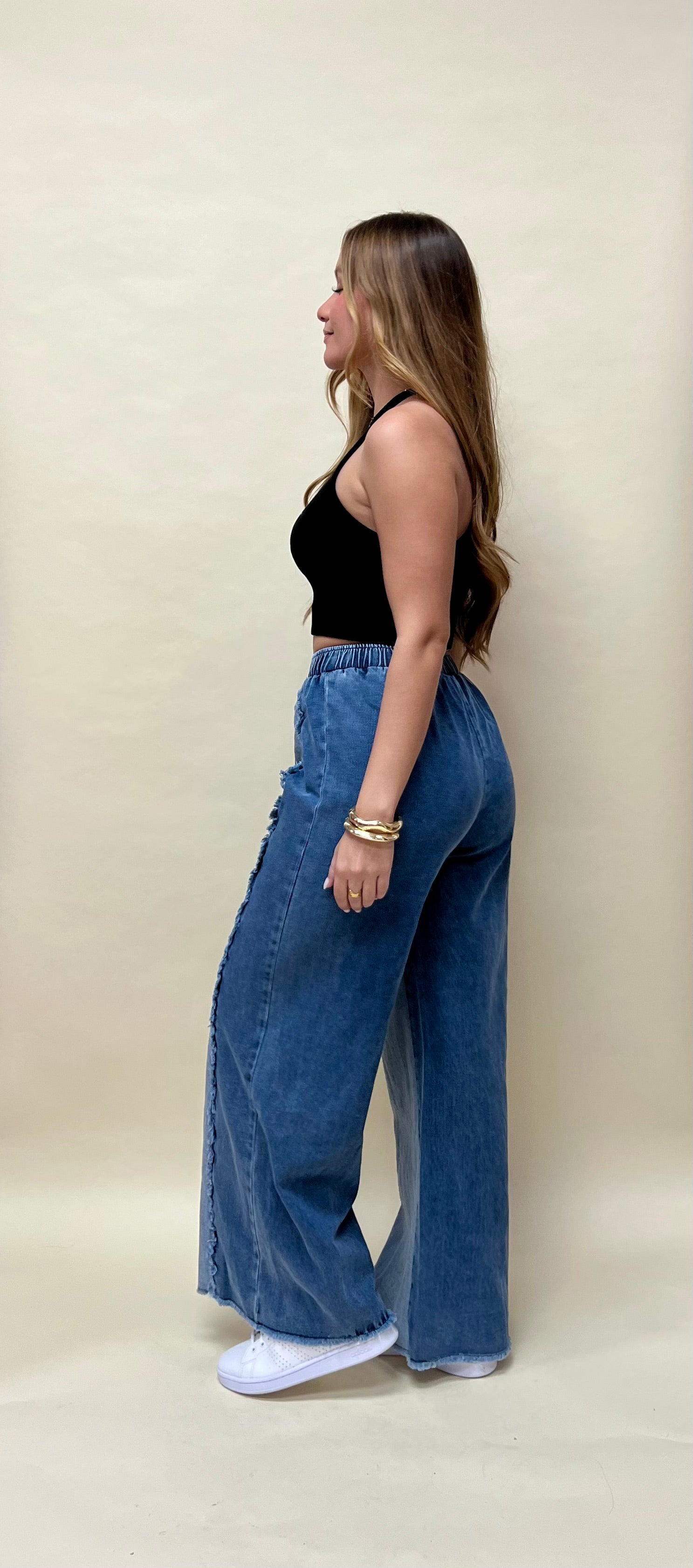 Doble tone wide leg jean