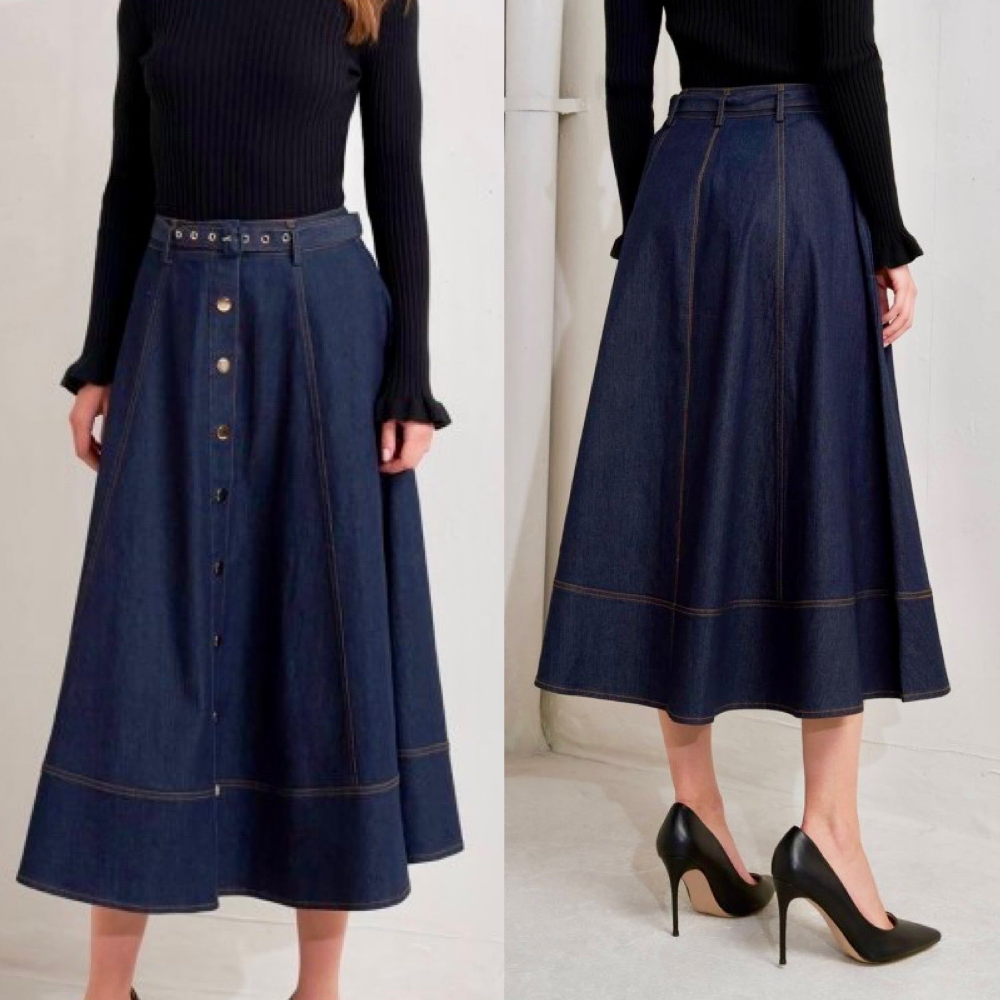 Mara’s MIDI denim skirt